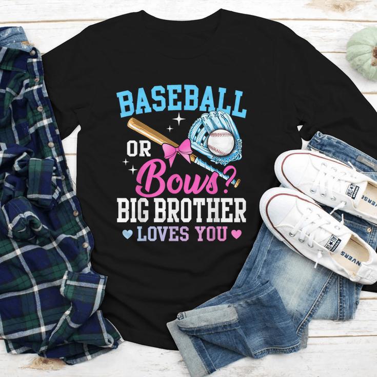 Baseball Or Bows Big Brother Loves You Gender Pink Or Blue Youth Long Sleeve Tee Baseball Or Bows Big Brother Loves You Gender Pink Or Blue Youth Long Sleeve Tee