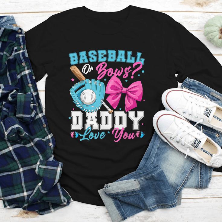 Baseball Or Bows Daddy Loves You Gender Reveal Family Youth Long Sleeve Tee