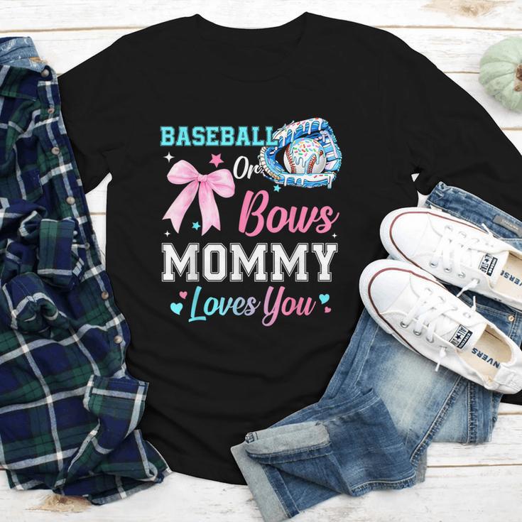 Baseball Or Bows Your Mommy Loves You Gender Reveal Matching Youth Long Sleeve Tee