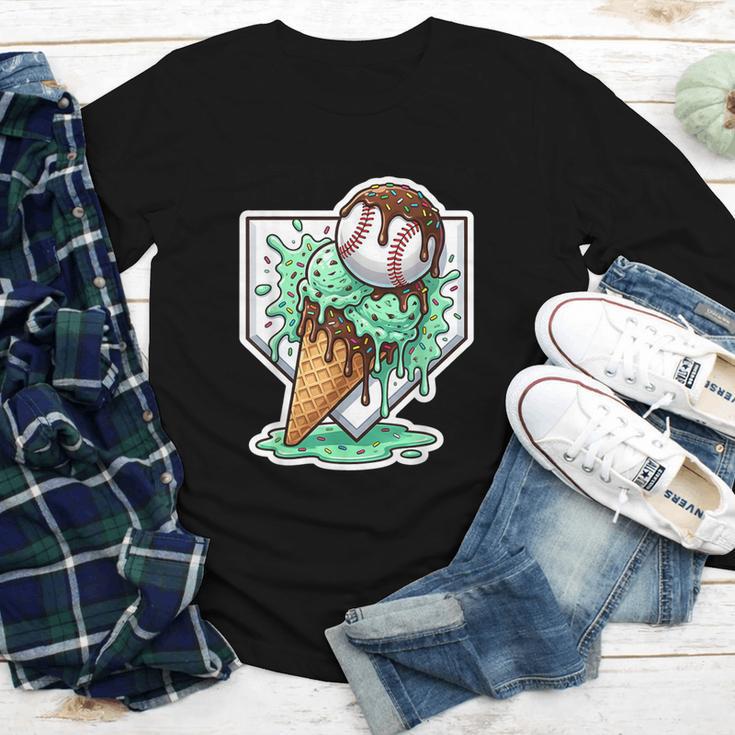 Baseball Boys Ice Cream Drip Baseball Boys Youth Mint Choco Youth Long Sleeve Tee
