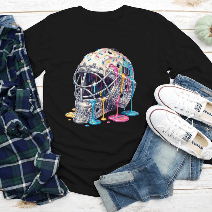 Baseball Catcher Mask Ice Cream Dripping Baseball Boys Youth Long Sleeve Tee