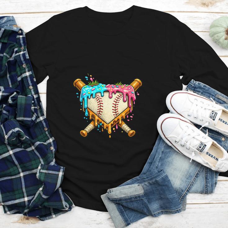 Baseball Drip For Boys Ice Cream Dripping Baseball Sport Youth Long Sleeve Tee