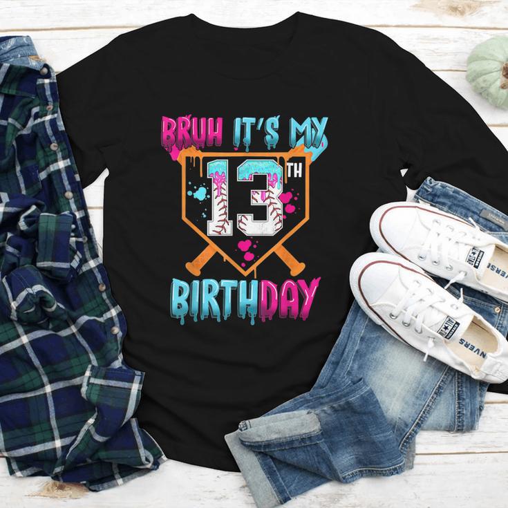 Baseball Drip Bruh It's My 13th Birthday Boy Ice Cream Drip Youth Long Sleeve Tee