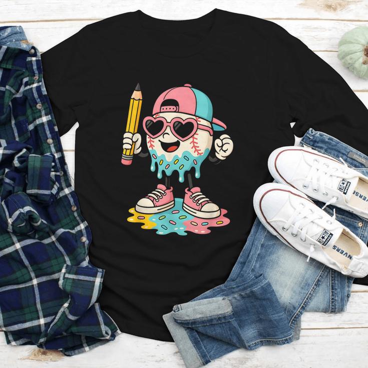Baseball Drip Ice Cream First Day Back To School Cute Girls Youth Long Sleeve Tee