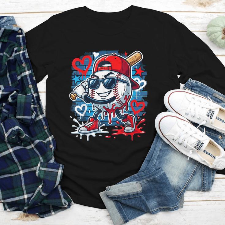 Baseball Drip Icecream Heart Valentine Day Boys Kids Red Youth Long Sleeve Tee