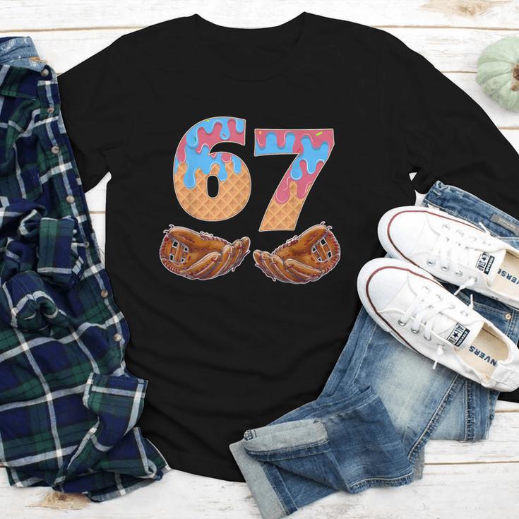 Baseball Drip Number 67 Player Six Seven Meme Youth Long Sleeve Tee Baseball Drip Number 67 Player Six Seven Meme Youth Long Sleeve Tee