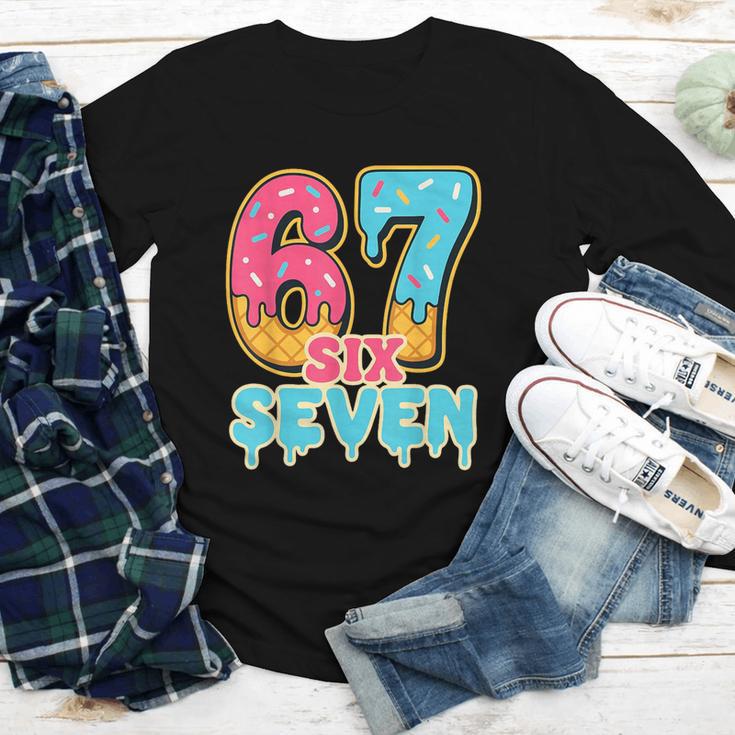 Baseball Drip Number 67 Player Trendy 6 7 Meme Youth Long Sleeve Tee