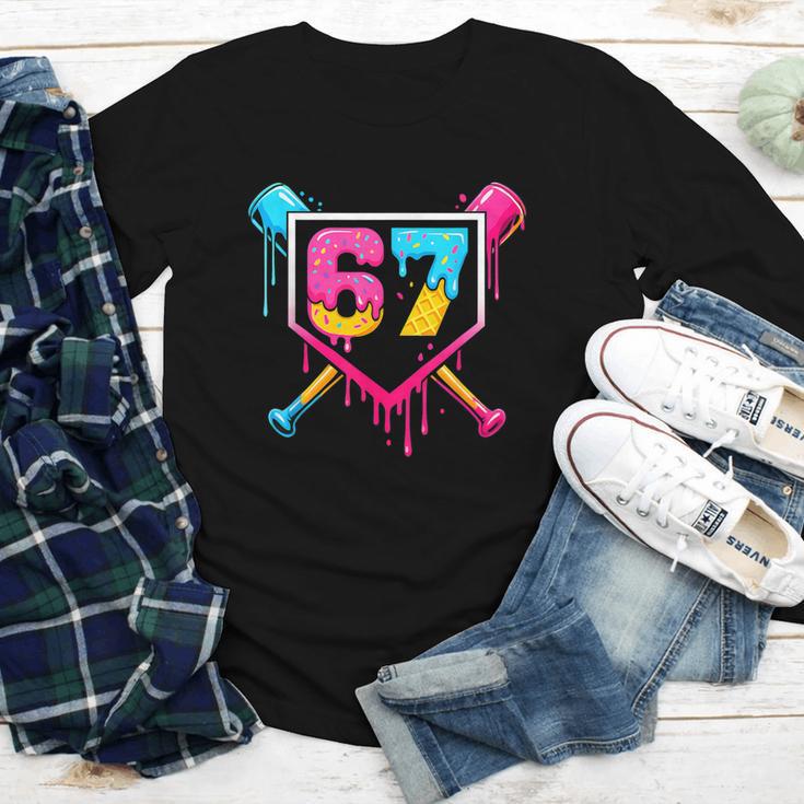 Baseball Ice Cream Drip 67 Meme Six Seven 67th Birthday Youth Long Sleeve Tee Baseball Ice Cream Drip 67 Meme Six Seven 67th Birthday Youth Long Sleeve Tee