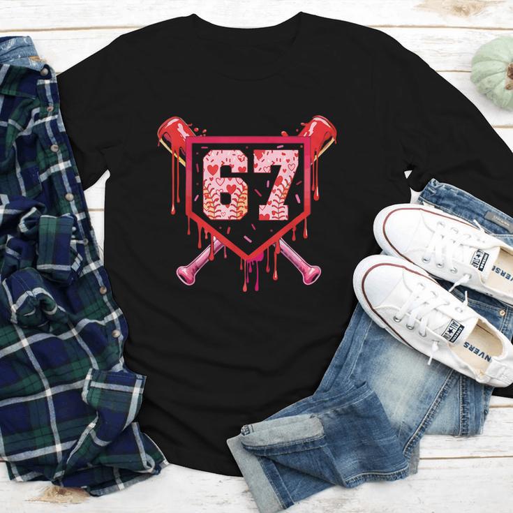 Baseball Ice Cream Drip Number 67 Meme Valentine Couple Love Youth Long Sleeve Tee