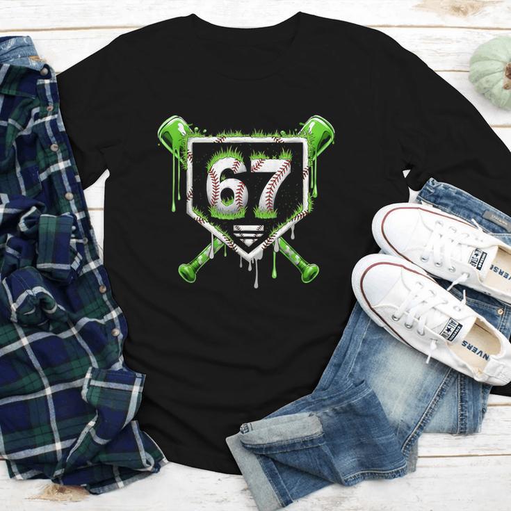 Baseball Ice Cream Drip Number 67 Player 67th Birthday Kids Youth Long Sleeve Tee