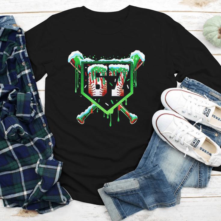 Baseball Ice Cream Drip Number 67 Six Seven Meme Christmas Youth Long Sleeve Tee