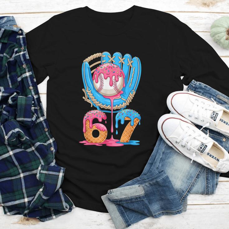 Baseball Ice Cream Drip Six Seven Gen Alpha Slang Meme 67 Youth Long Sleeve Tee