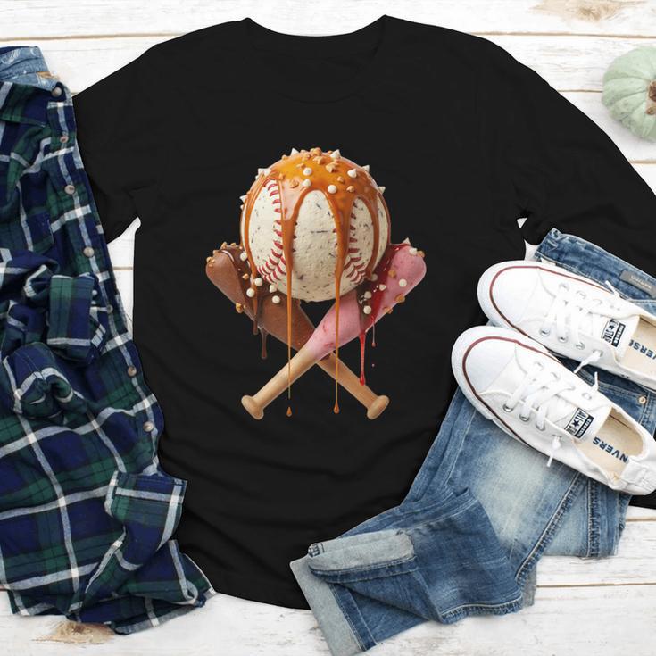 Baseball Ice Cream Drip Style Melting Ice Cream Youth Teen Youth Long Sleeve Tee