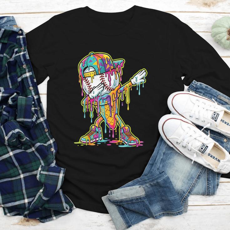 Baseball Ice Cream Dripping Dabbing Baseball Drip Youth Long Sleeve Tee
