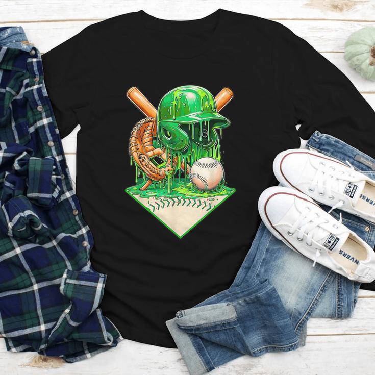 Baseball Life Style Ice Cream Drip Green Youth Long Sleeve Tee