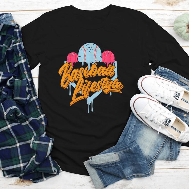 Baseball Lifestyle Home Plate Ice Cream Drip Men Boys Kids Youth Long Sleeve Tee