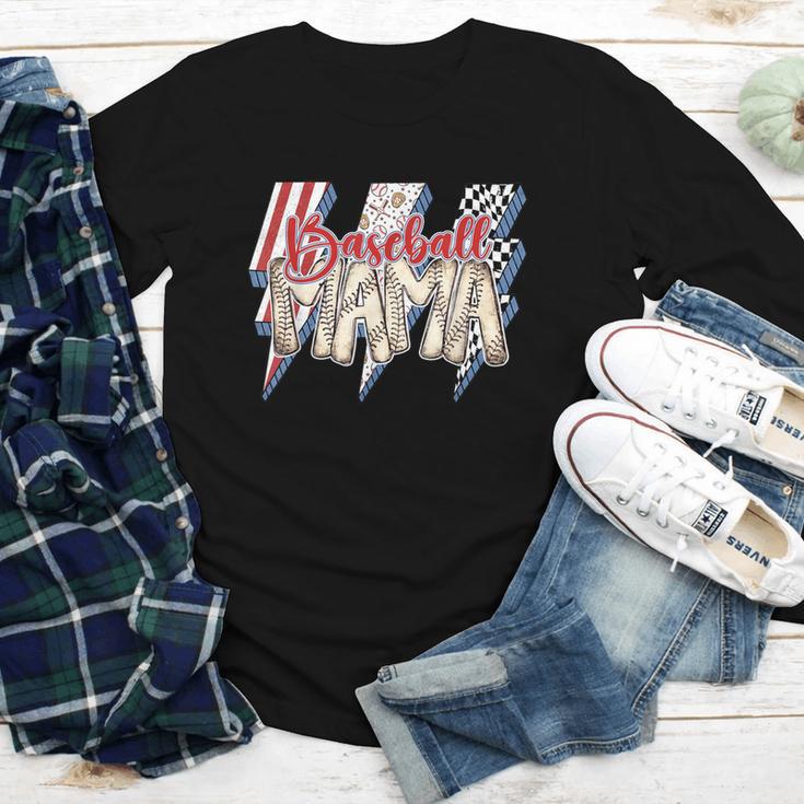 Baseball Mama Lightning Bolt Checkered Varsity Mother's Day Youth Long Sleeve Tee Baseball Mama Lightning Bolt Checkered Varsity Mother's Day Youth Long Sleeve Tee