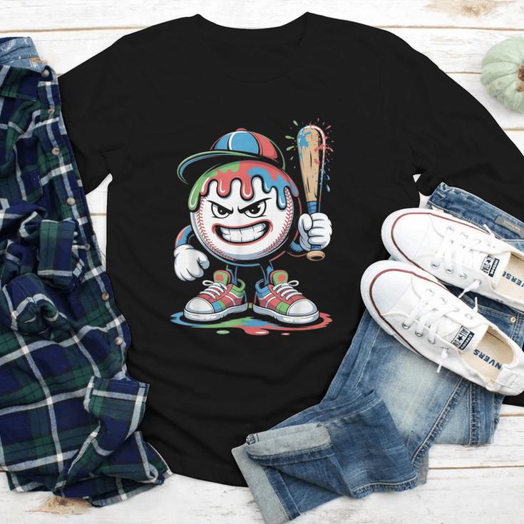 Baseball Mascot Attitude Graffiti Splash Bat Cap Youth Long Sleeve Tee Baseball Mascot Attitude Graffiti Splash Bat Cap Youth Long Sleeve Tee