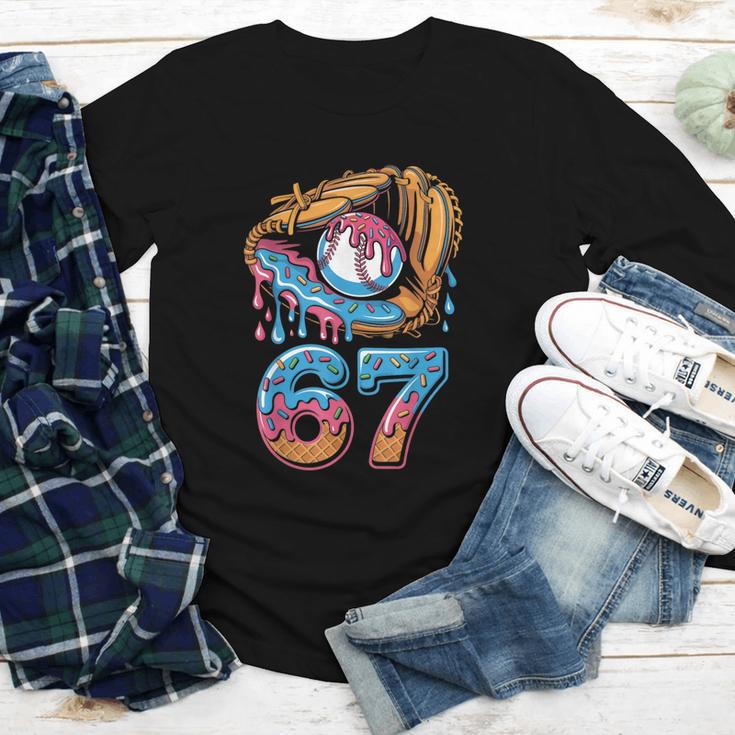 Baseball Player 67 Number 67th Sports Ice Cream Drip Youth Long Sleeve Tee