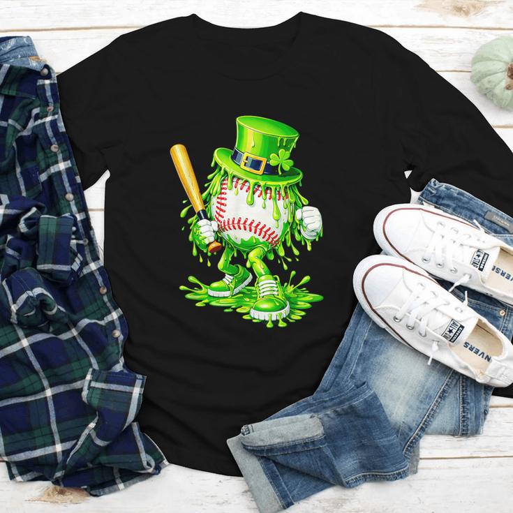 Baseball Player Ice Cream Drip Shamrocks St Patrick's Day Youth Long Sleeve Tee