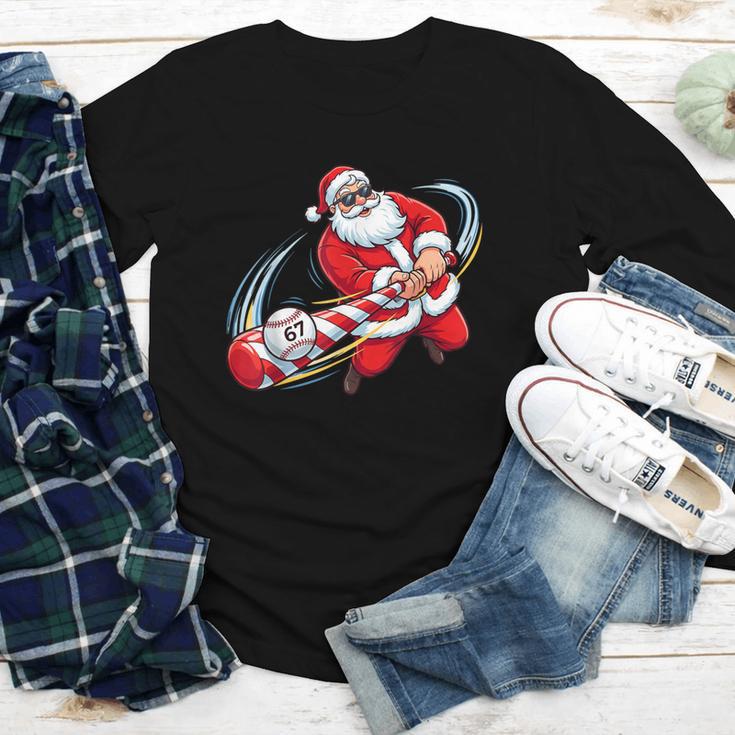 Baseball Santa 67 Christmas Xmas Pajamas Boys Youth Long Sleeve Tee