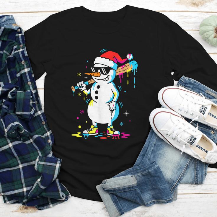 Baseball Snowman Drip Cool Christmas Men Boys Girls Youth Long Sleeve Tee