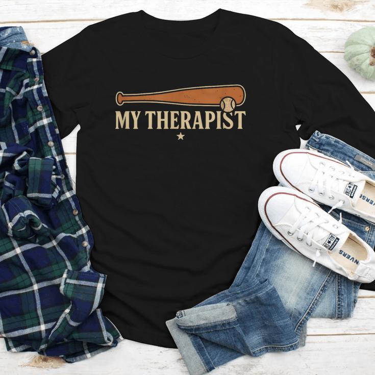 Baseball Tee My Therapist Bat Men Women Kids Youth Long Sleeve Tee Baseball Tee My Therapist Bat Men Women Kids Youth Long Sleeve Tee
