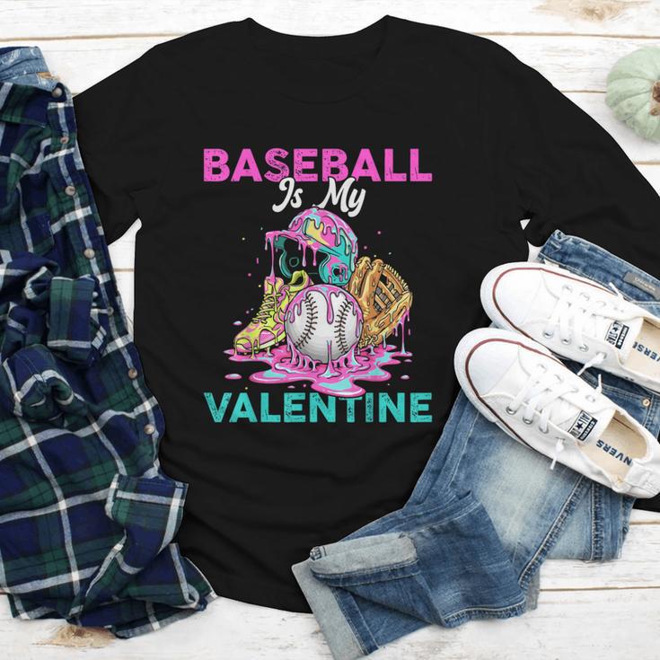 Baseball Is My Valentine Ice Cream Drip Crossed Bats Sport Youth Long Sleeve Tee