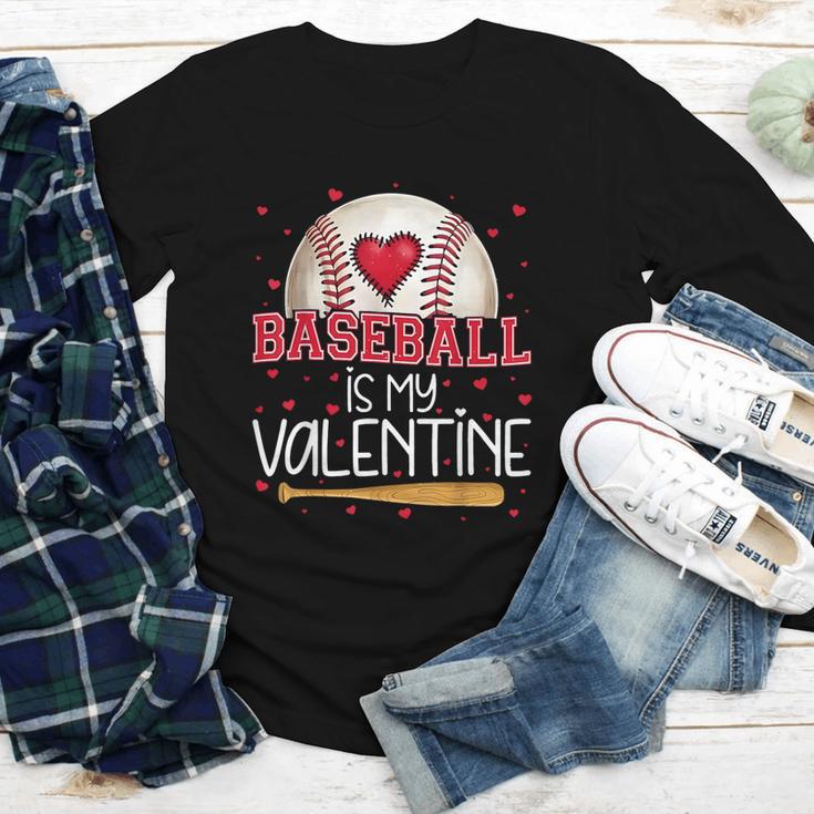 Baseball Is My Valentine Valentines Day Men Boys Kids Teen Youth Long Sleeve Tee
