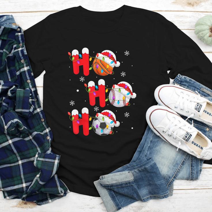 Basketball Baseball Soccer Christmas Ho Ho Ho Santa Xmas Youth Long Sleeve Tee