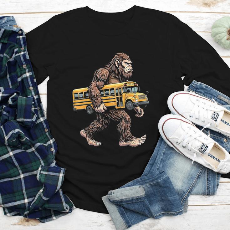 Bigfoot Carrying School Bus Sasquatch Back To School Youth Long Sleeve Tee Bigfoot Carrying School Bus Sasquatch Back To School Youth Long Sleeve Tee