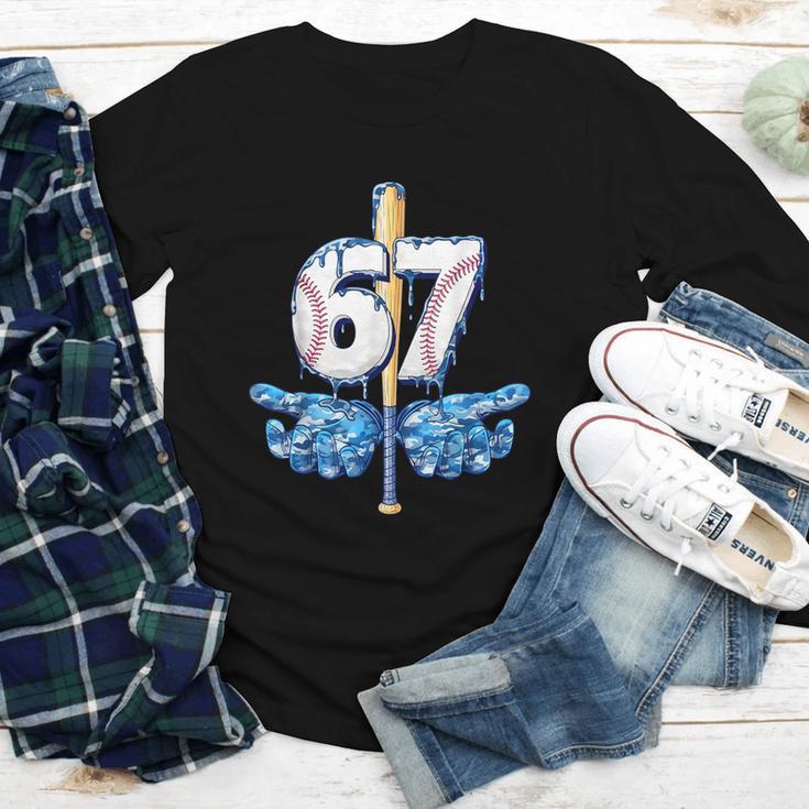 Blue Camo Baseball 67 Six Seven Camo Ice Cream Drip Boy Teen Youth Long Sleeve Tee
