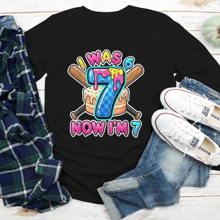 Blue Checkered I Was 6 Now I'm 7 Birthday Cake Baseball Drip Youth Long Sleeve Tee Blue Checkered I Was 6 Now I'm 7 Birthday Cake Baseball Drip Youth Long Sleeve Tee