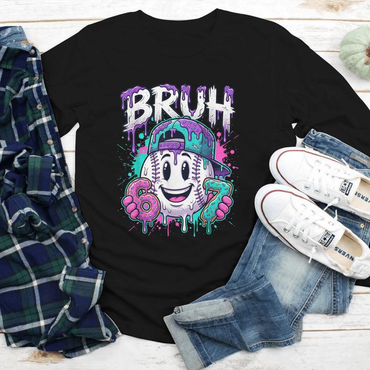 Bruh 67 Baseball Drip Boys Kids Six Seven Meme 6-7 Dripping Youth Long Sleeve Tee