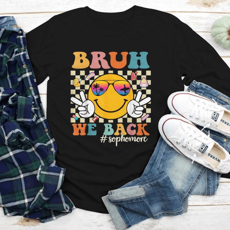 Bruh We Back Sophomore Retro Back To School Boys Girls Kids Youth Long Sleeve Tee