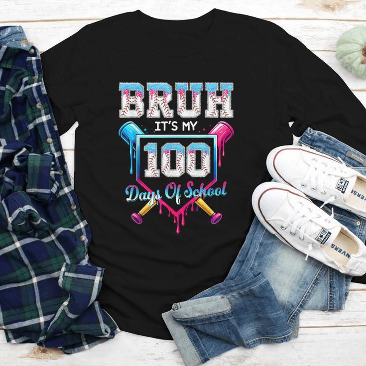 Bruh It's My 100 Days Of School Baseball Ice Cream Drip Boys Youth Long Sleeve Tee