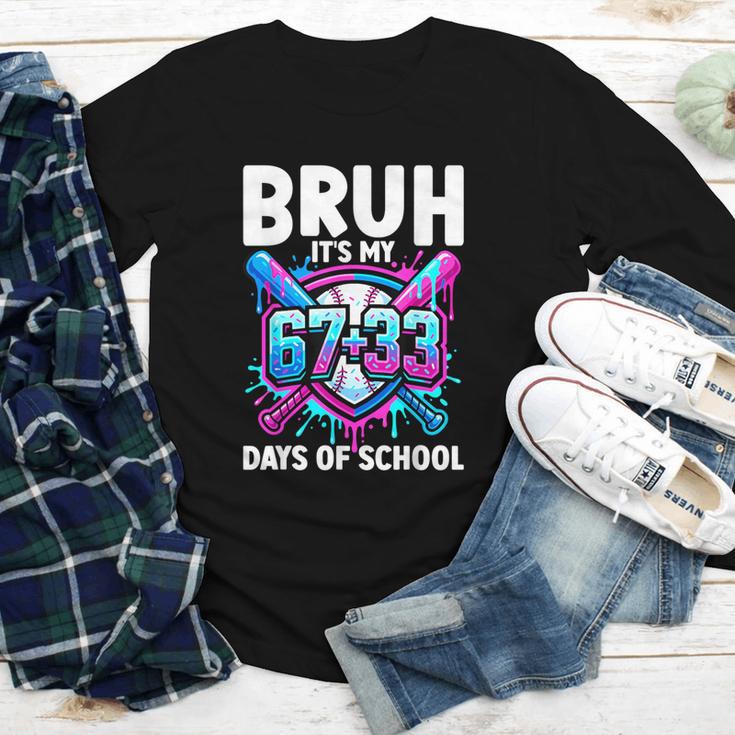 Bruh It's My 67 33 Days Of School Baseball 100 Days Smarter Youth Long Sleeve Tee