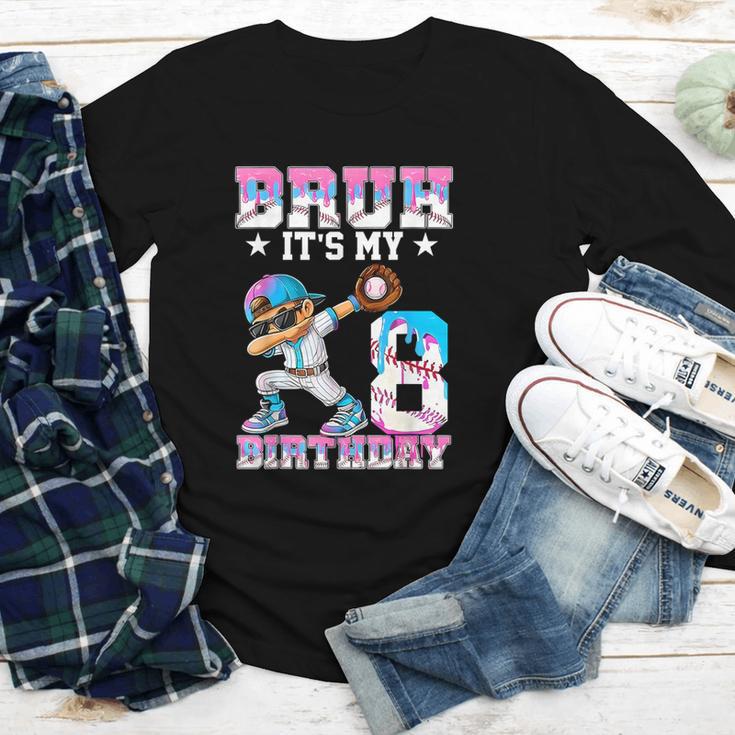 Bruh It's My 8th Birthday Baseball Ice Cream Drip 8 Year Old Youth Long Sleeve Tee