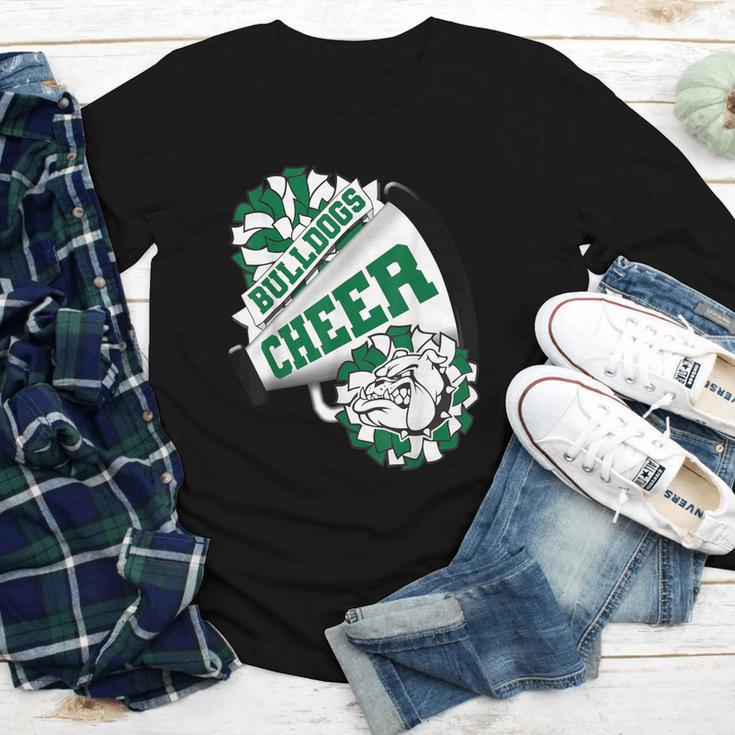 Bulldogs Cheerleading Back To School Cheer Team Spirit Green Youth Long Sleeve Tee