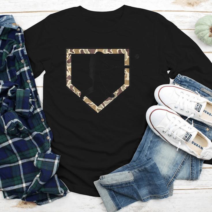 Camo Home Plate Camouflage Baseball Batter Youth Boys Youth Long Sleeve Tee