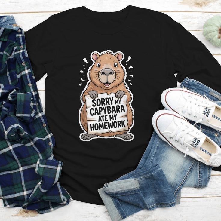 Capybara Ate My Homework Sorry Back To School Animal Youth Long Sleeve Tee