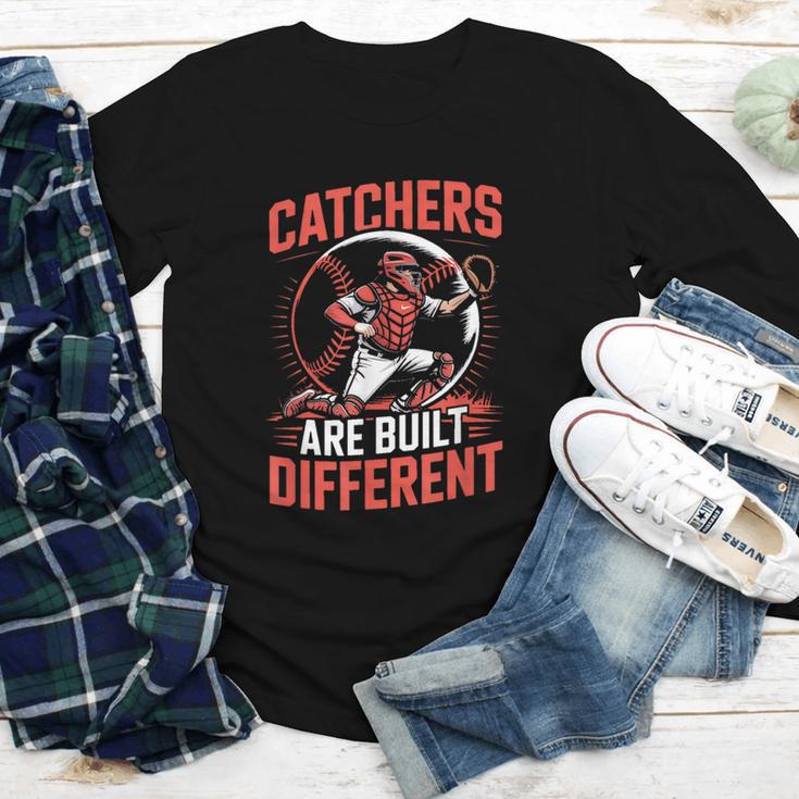 Catchers Are Built Different Baseball Catcher Youth Long Sleeve Tee
