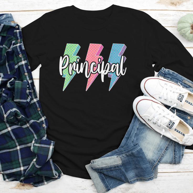 Checkered Principal Lightning Bolt Back To School Youth Long Sleeve Tee