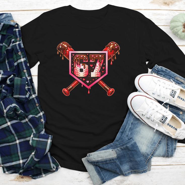 Chocolate 67 Drip Baseball Valentine Love Sports Youth Long Sleeve Tee