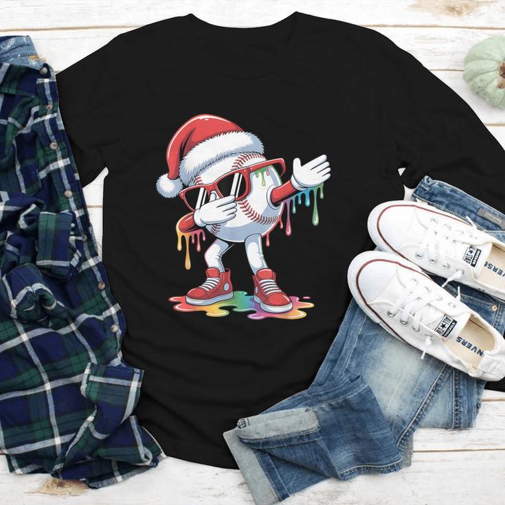 Christmas Baseball Ice Cream Dripping Santa Baseball Drip Youth Long Sleeve Tee