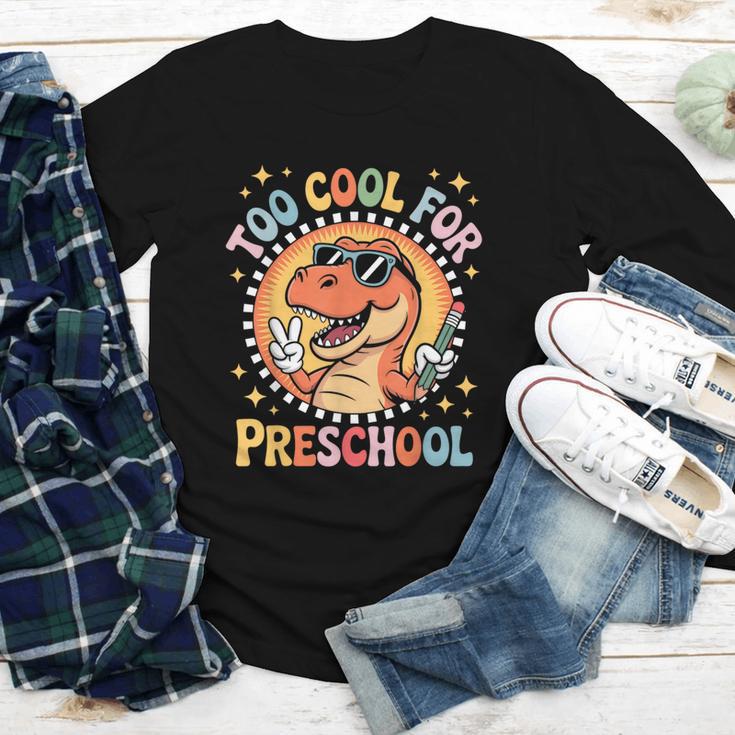 Too Cool For Preschool Dinosaur T-Rex Back To School Youth Long Sleeve Tee Too Cool For Preschool Dinosaur T-Rex Back To School Youth Long Sleeve Tee