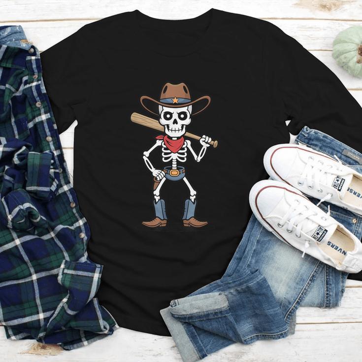 Cowboy Skeleton Baseball Halloween Graphic Youth Long Sleeve Tee Cowboy Skeleton Baseball Halloween Graphic Youth Long Sleeve Tee