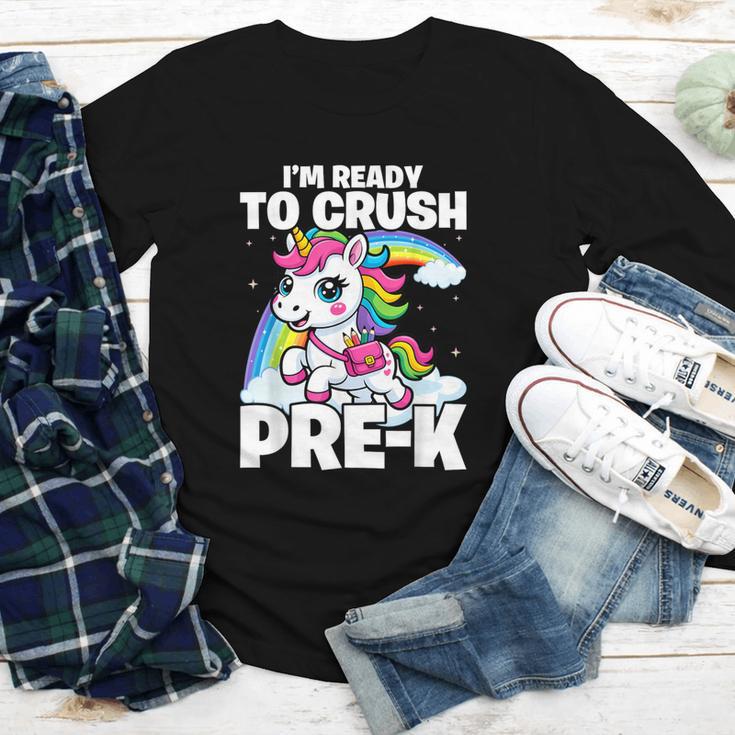 Crush Pre-K Girls Back To School Unicorn First Day Preschool Youth Long Sleeve Tee Crush Pre-K Girls Back To School Unicorn First Day Preschool Youth Long Sleeve Tee