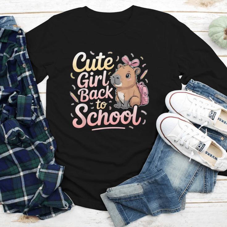 Cute Girl Back To School Capybara First Day Of School Kids Youth Long Sleeve Tee