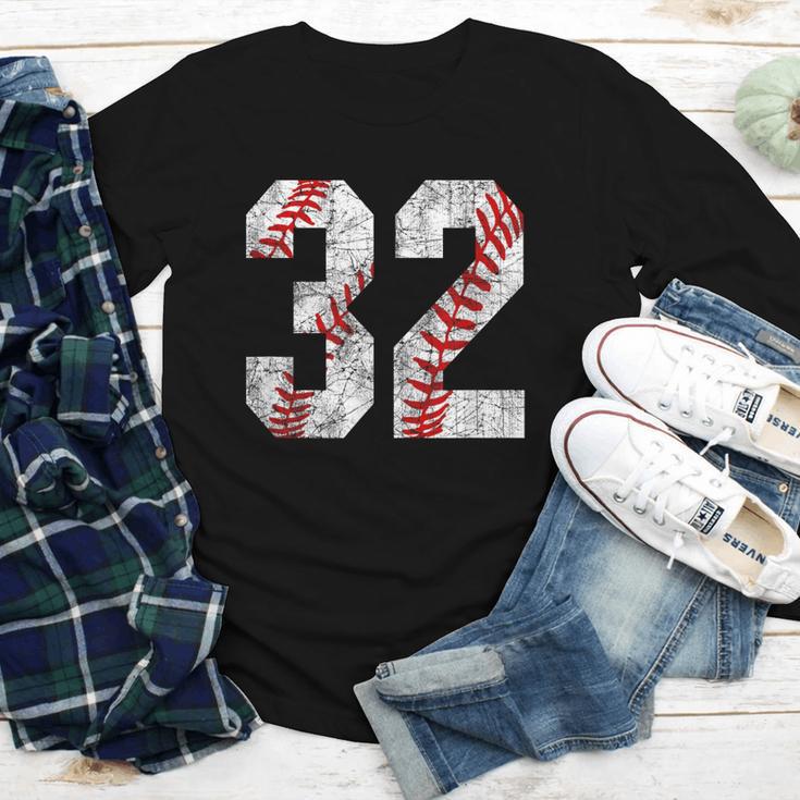 Distressed Baseball Number 32 Jersey Uniform Player Fan Youth Long Sleeve Tee Distressed Baseball Number 32 Jersey Uniform Player Fan Youth Long Sleeve Tee